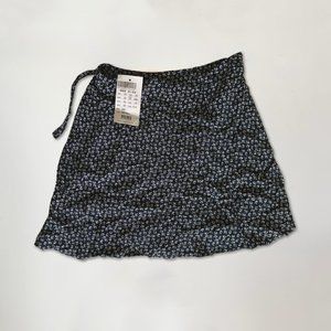 Navy Floral Wrap Skirt